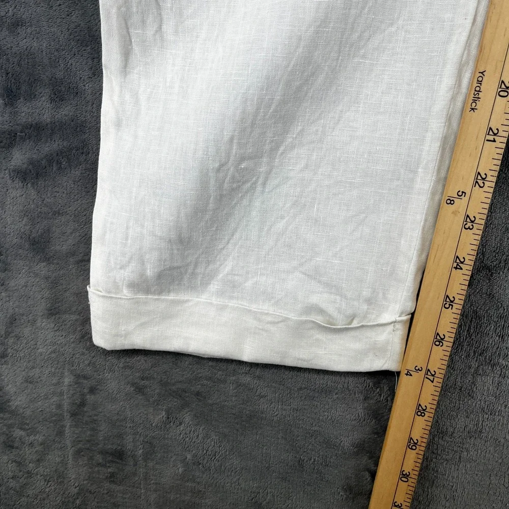 Vintage Enzo Tovare 100% Linen Chino Pants Men's 42x27 White Summer Lightweight